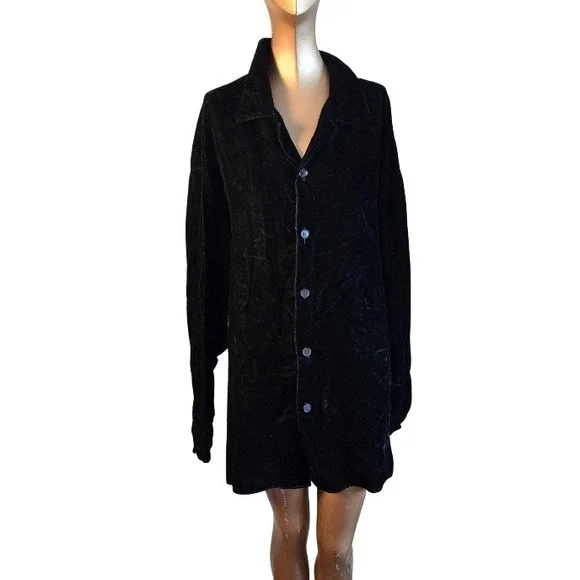 True Vtg Whimsigoth Velveteen Button Up Fairy Witchy Goth Vampy Collared Shirt - Picture 2 of 9